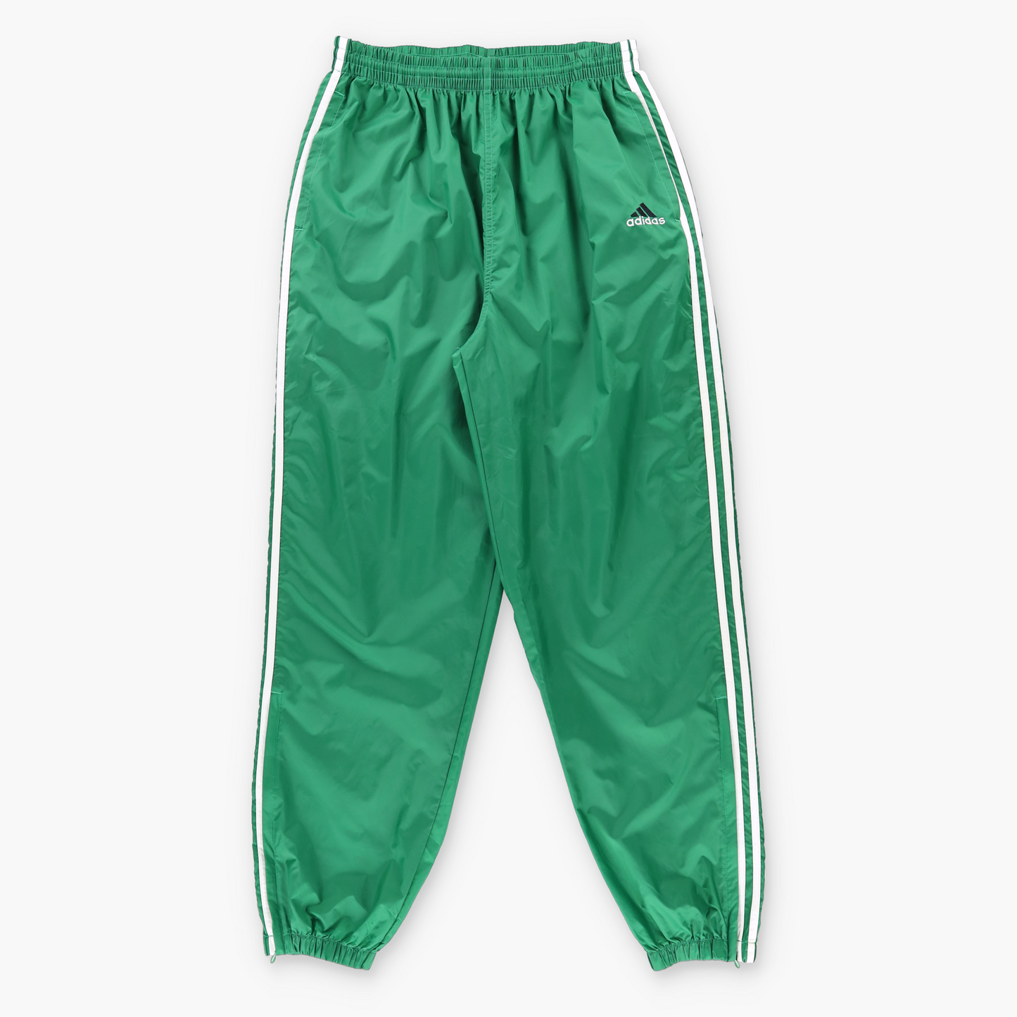 ADIDAS Classic 3-Stipe Green & White Ankle Zip Track Pants (L-XL)