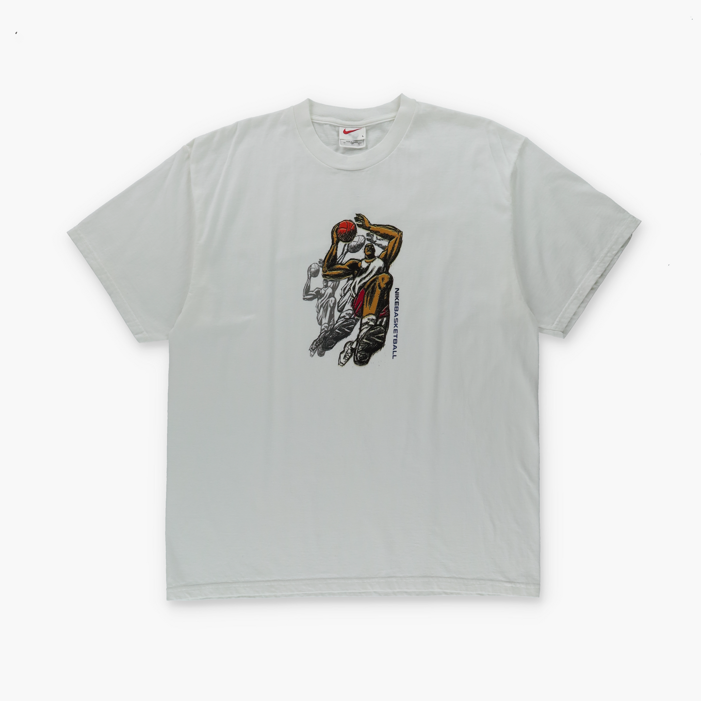 NIKE Basketball Illustrated Dunk Graphic White T-Shirt (L-XL)