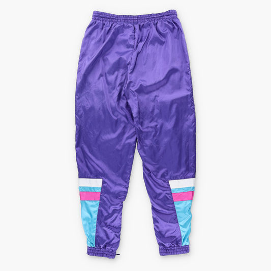 ADIDAS Purple & Turquoise Embroidered Logo Ankle Zip Track Pants (M-L)