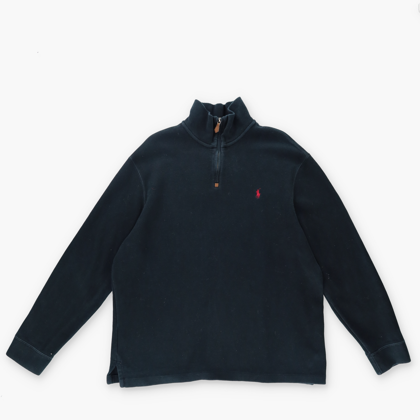 RALPH LAUREN POLO 100% Cotton 1/4 Zip Washed Black Knit Sweater (L-XL)
