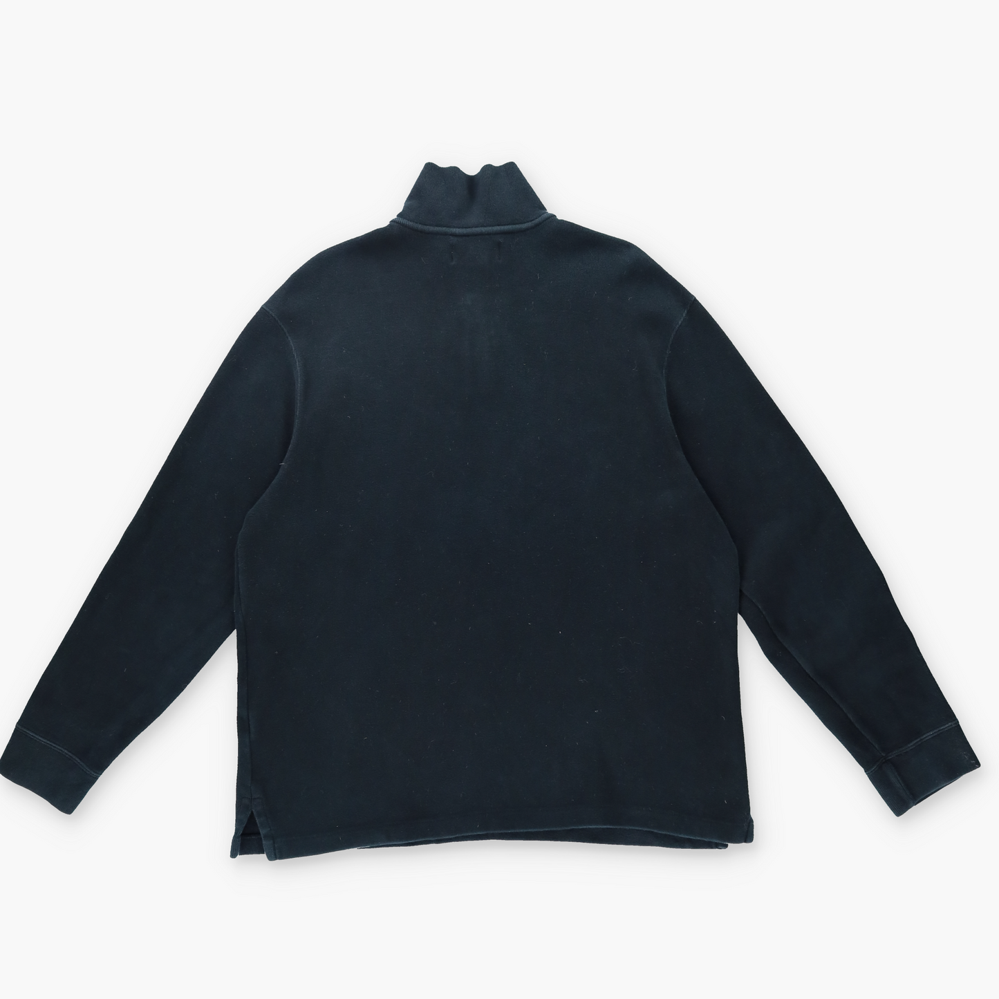 RALPH LAUREN POLO 100% Cotton 1/4 Zip Washed Black Knit Sweater (L-XL)