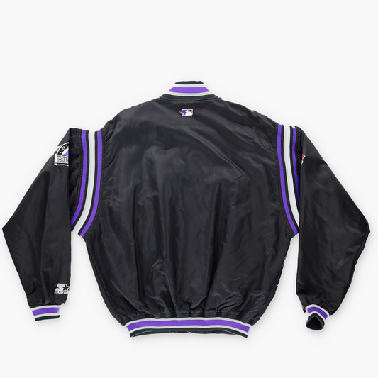 MLB DIAMOND 'Korea Made' 90s Colorado Rockies Button Up Satin Jacket (XL)