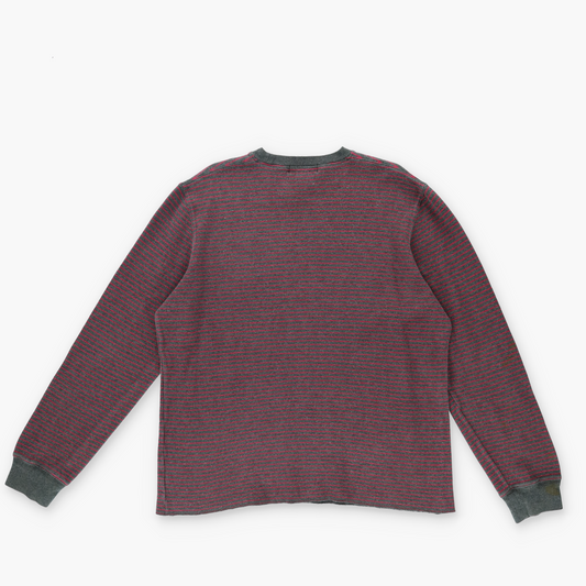 RALPH LAUREN POLO Grey & Red Striped Knit Full Cotton Sweatshirt (L)