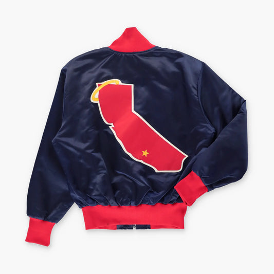 Anaheim Angels California Patch MLB Fleece Lined Satin Bomber Jacket (S) - Vintage Sole Melbourne