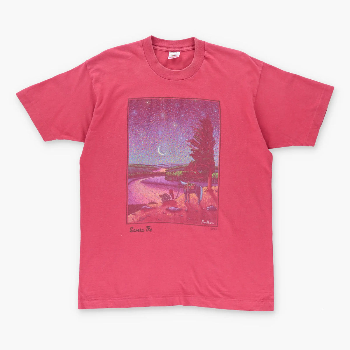 Vintage 'Santa Fe' Starry Night Painting USA Made Single Stitch T-Shirt (L) Vintage Sole Melbourne