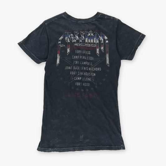 AFFLICTION Y2K "Freedom Defender" Lace-Up USA Made Tee (Women's S-M) Vintage Sole Melbourne
