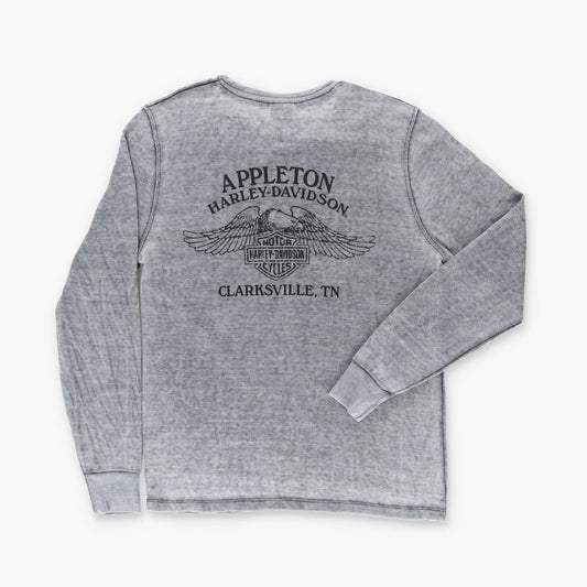 HARLEY DAVIDSON Tennessee Grey Long Sleeve Motorcycle Thermal Tee (L-XL) Vintage Sole Melbourne