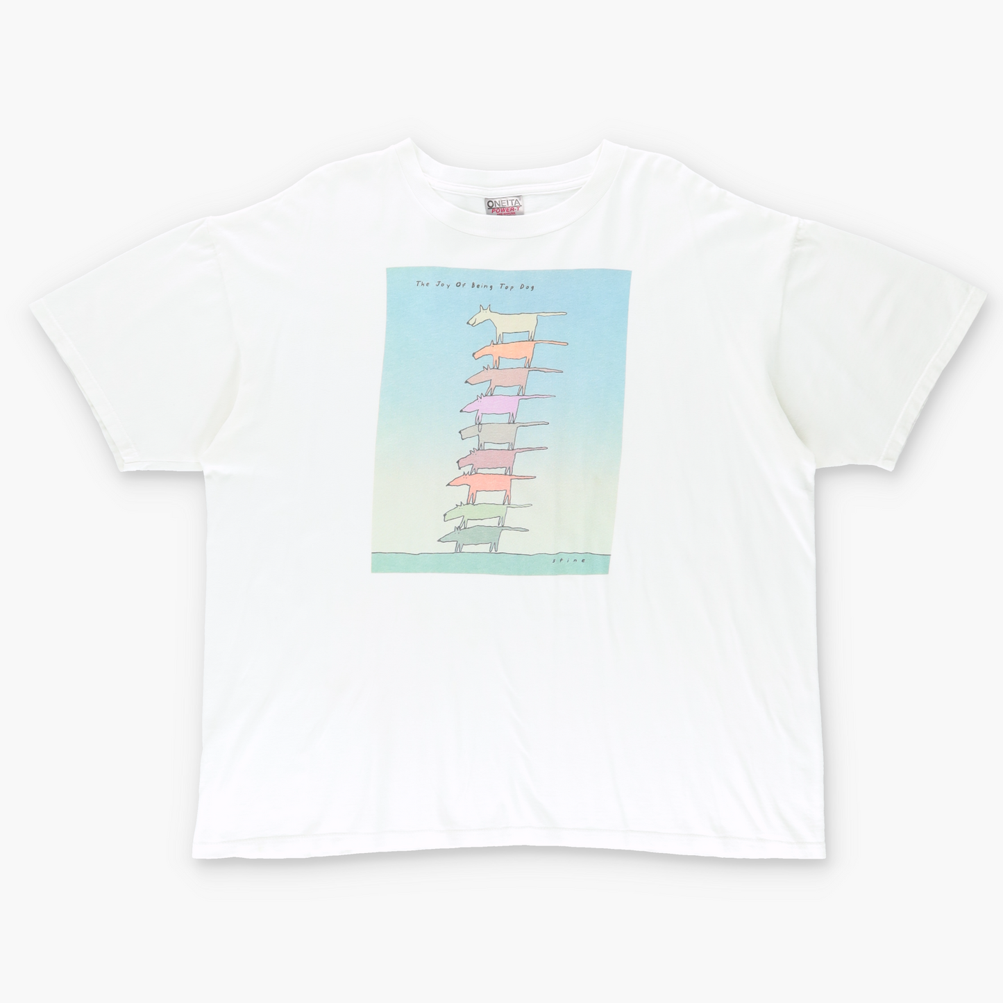 Richard Stine "The Joy Of Being Top Dog" White Graphic Art Tee (L-XL)