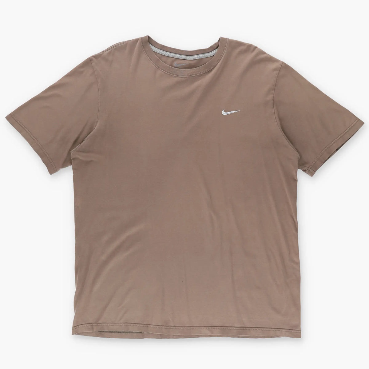 NIKE Embroidered Swoosh Logo Brown & White Tee (XL) Vintage Sole Melbourne