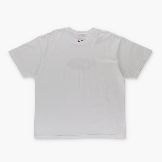 NIKE Y2K Centre Swoosh Red Oval Logo White Tee (XL) - Vintage Sole Melbourne