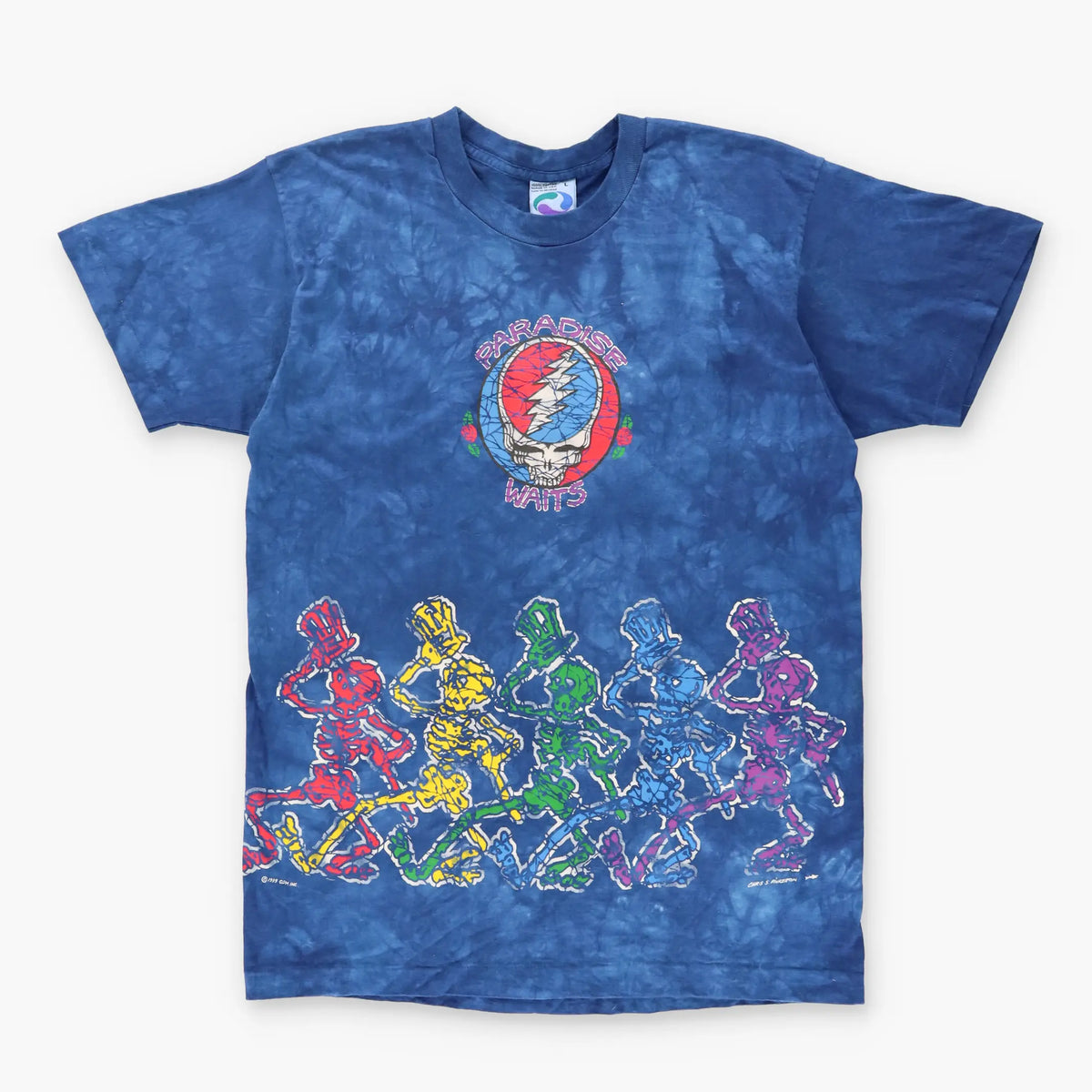 1994 GRATEFUL DEAD 'Paradise Waits' LIQUID BLUE USA Made Tie Dye Tee (L) - Vintage Sole Melbourne
