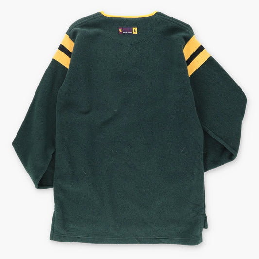 RALPH LAUREN POLO Green & Gold Henley Fleece Sweatshirt (S) - Vintage Sole Melbourne