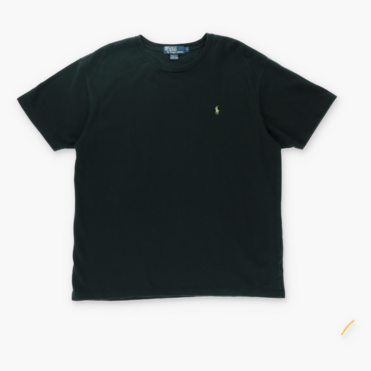 RALPH LAUREN POLO Black Embroidered Logo Waffle Tee (L)