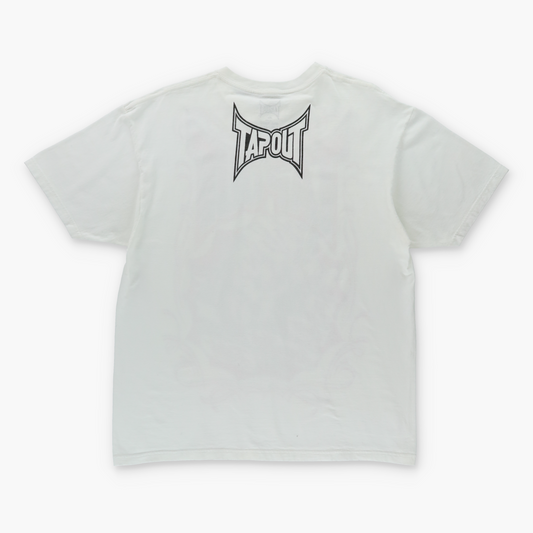 Vintage TAPOUT Y2K Red Logo 'Pain' Fist Grunge White T-Shirt (L-XL) Vintage Sole Melbourne