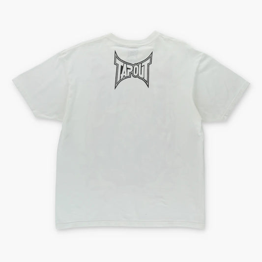 Vintage TAPOUT Y2K Red Logo 'Pain' Fist Grunge White T-Shirt (L-XL) Vintage Sole Melbourne