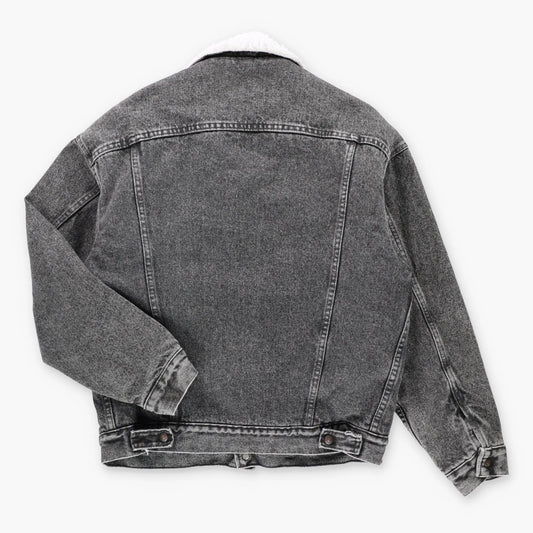 Vintage LEVI'S Sherpa Lined Faded Black Denim Trucker Jacket USA Made (M) Vintage Sole Melbourne