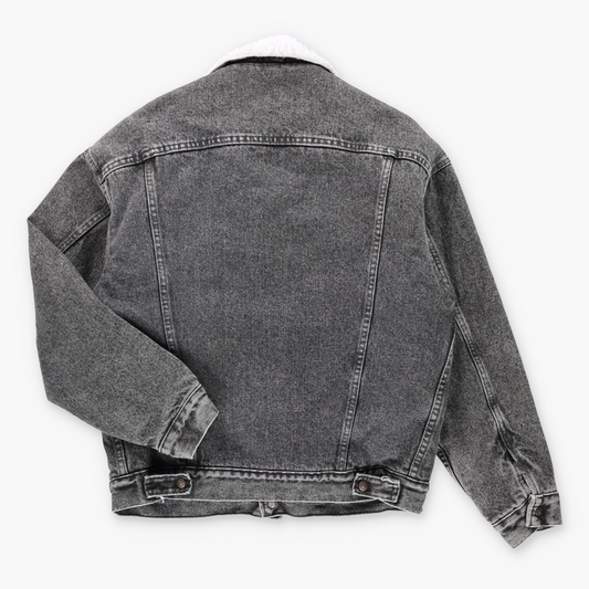 Vintage LEVI'S Sherpa Lined Faded Black Denim Trucker Jacket USA Made (M)