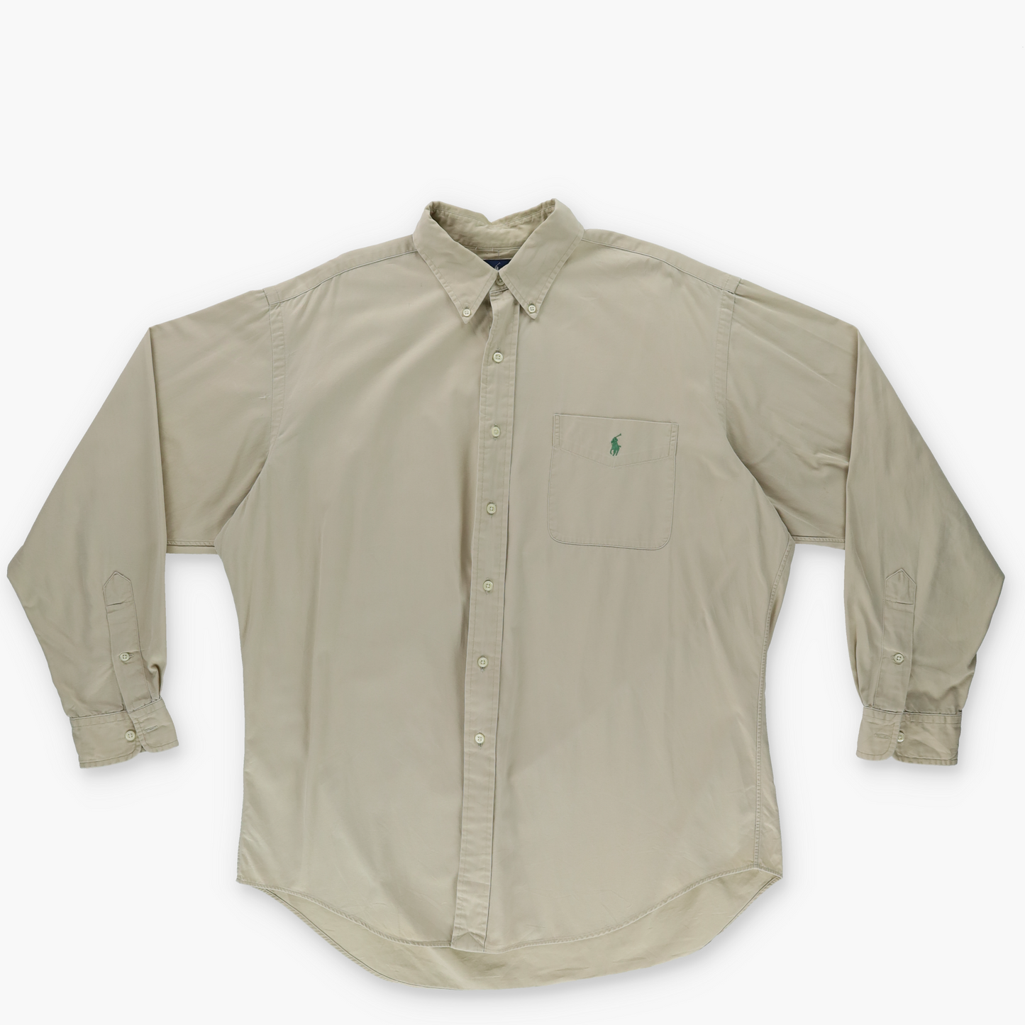 RALPH LAUREN 'Blake' Single Pocket Tan Button Up Long Sleeve Shirt (L)