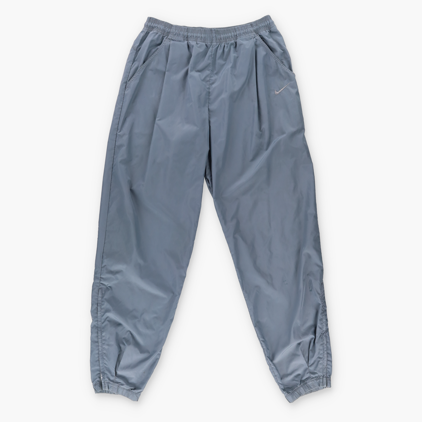 NIKE Embroidered Swoosh Logo Monochromatic Grey Track Pants (L)