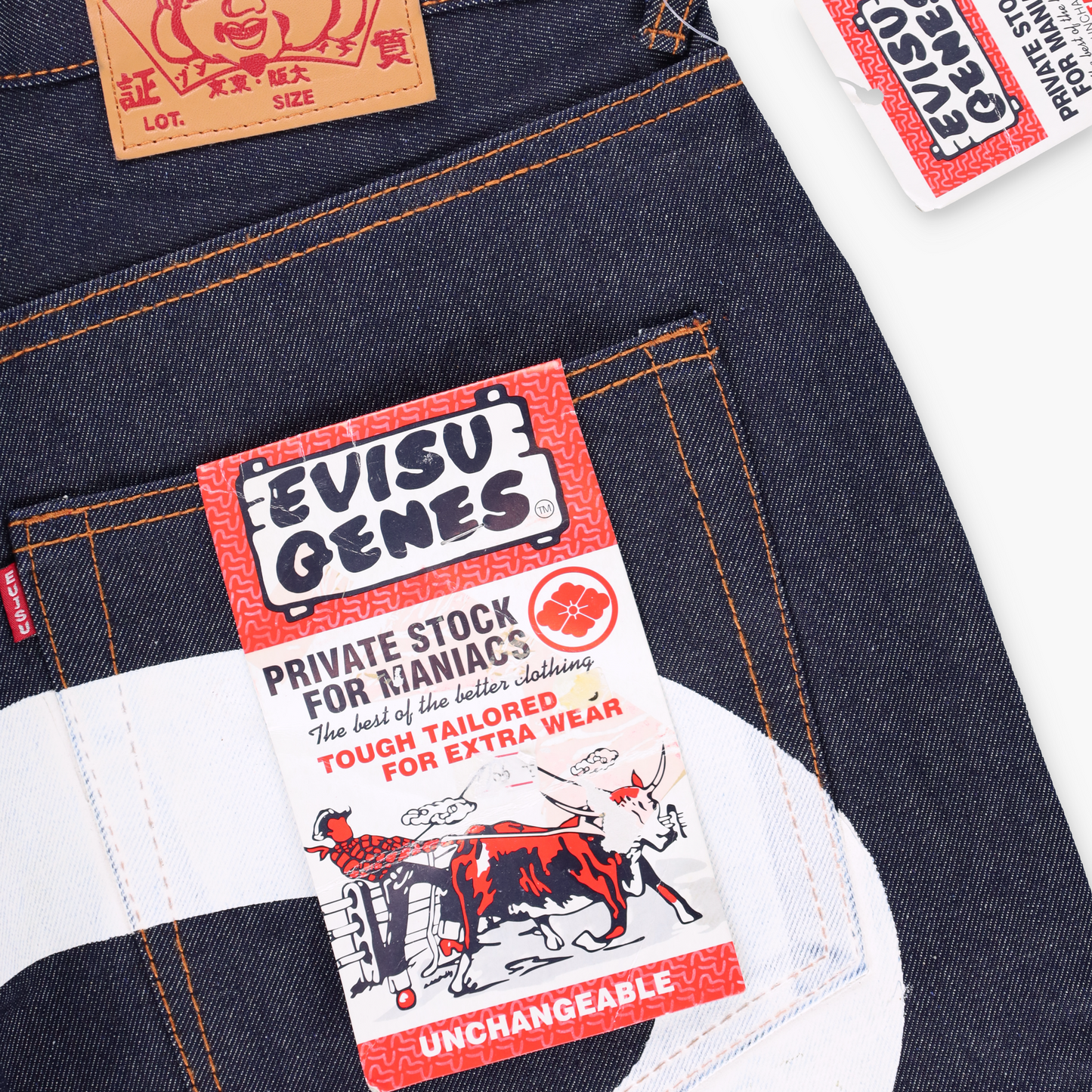 EVISU Big Logo White & Red Print New With Tag Dark Wash Jeans (36)