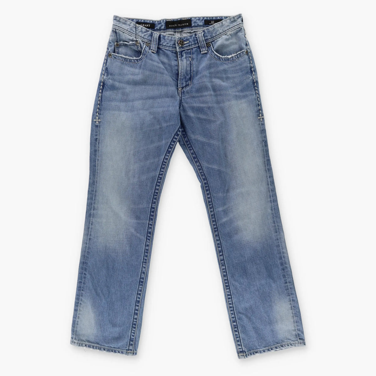 AFFLICTION Y2K Cross Back Pocket 'Regular' Fit Light Wash Denim Jeans (32) Vintage Sole Melbourne