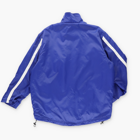 NIKE Fleece Lined Embroidered Swoosh Navy & White Zip Up Windbreaker Jacket (L)