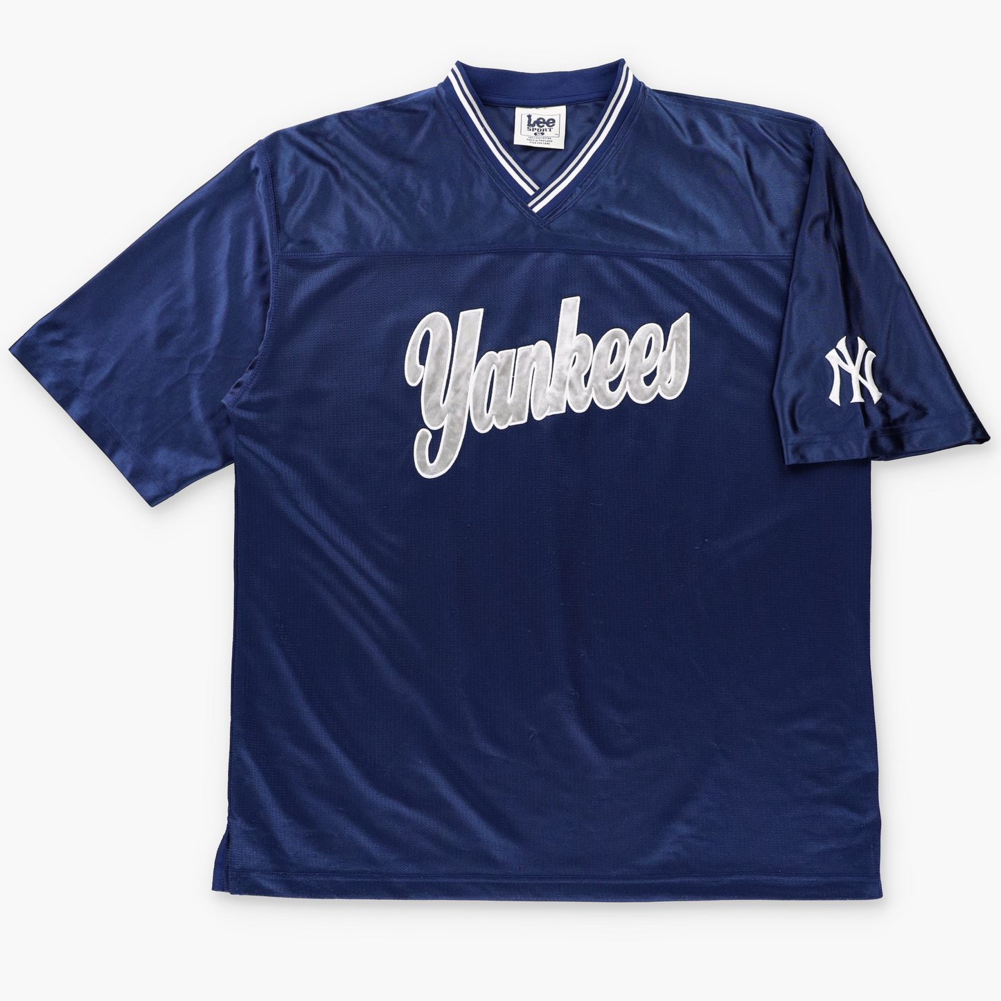 New York Yankees LEE SPORT Blue & Silver Embroidered Logo Patch Baseball Jersey (XL-XXL)