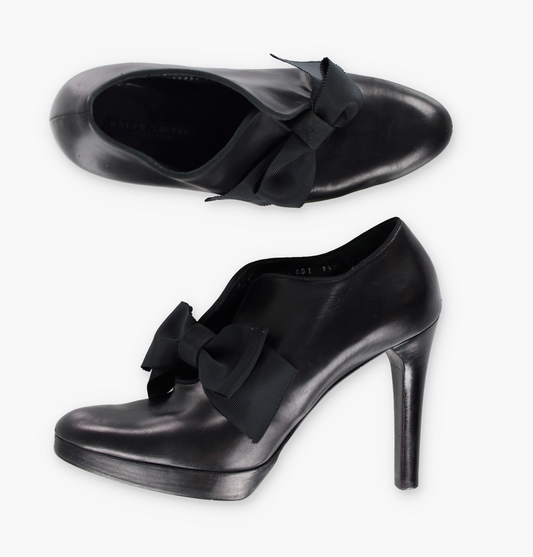 RALPH LAUREN Purple Label Platform Bow Bootie Heels (9.5)