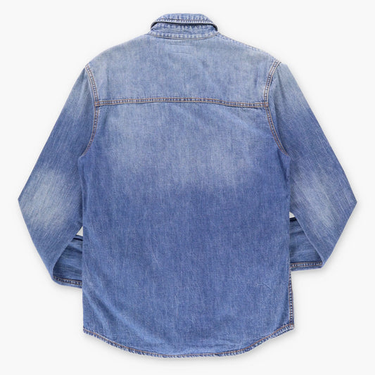 TRUE RELIGION Embroidered Denim Long Sleeve Button-Up Shirt (S-M) - Vintage Sole Melbourne