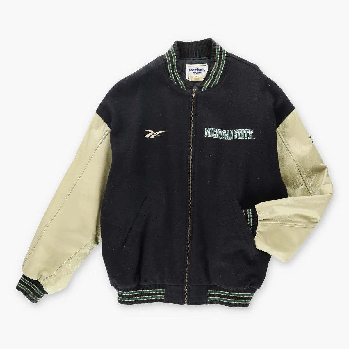 REEBOK Michigan State Spartans Wool & Leather Canadian Made Varsity Jacket (XXL) Vintage Sole Melbourne