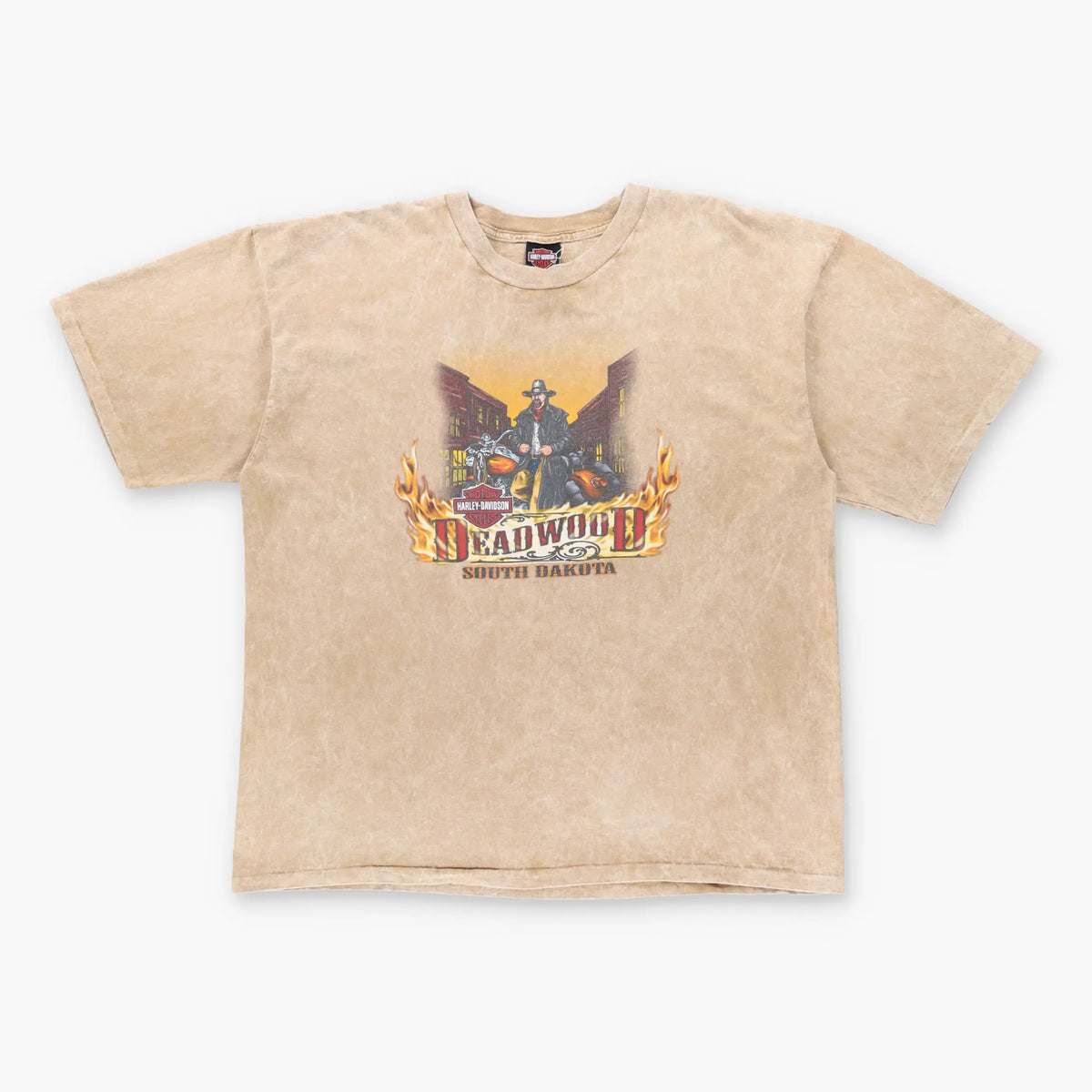 Vintage HARLEY DAVIDSON 'Deadwood' Cowboy Flame Motorcycle T-Shirt (XXL) Vintage Sole Melbourne