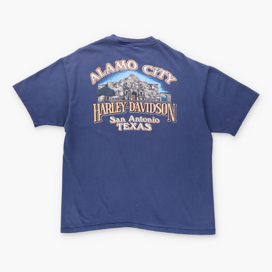 Vintage HARLEY DAVIDSON Eagle Motorcycle Texas USA Made Blue T-Shirt (XL) Vintage Sole Melbourne