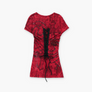 AFFLICTION Red Rosaries Y2K Lace-Up Tee USA Made (Women's XS-S)