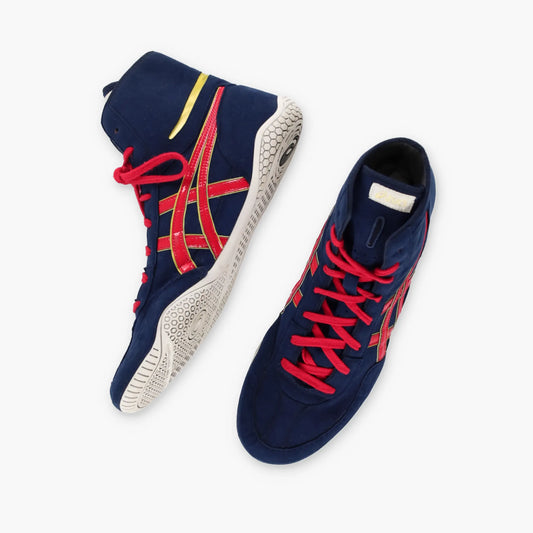 ASICS EX-EO Gold Detailed Navy & Red Wrestling Shoes (11) Vintage Sole Melbourne