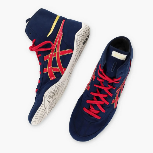 ASICS EX-EO Gold Detailed Navy & Red Wrestling Shoes (11) Vintage Sole Melbourne