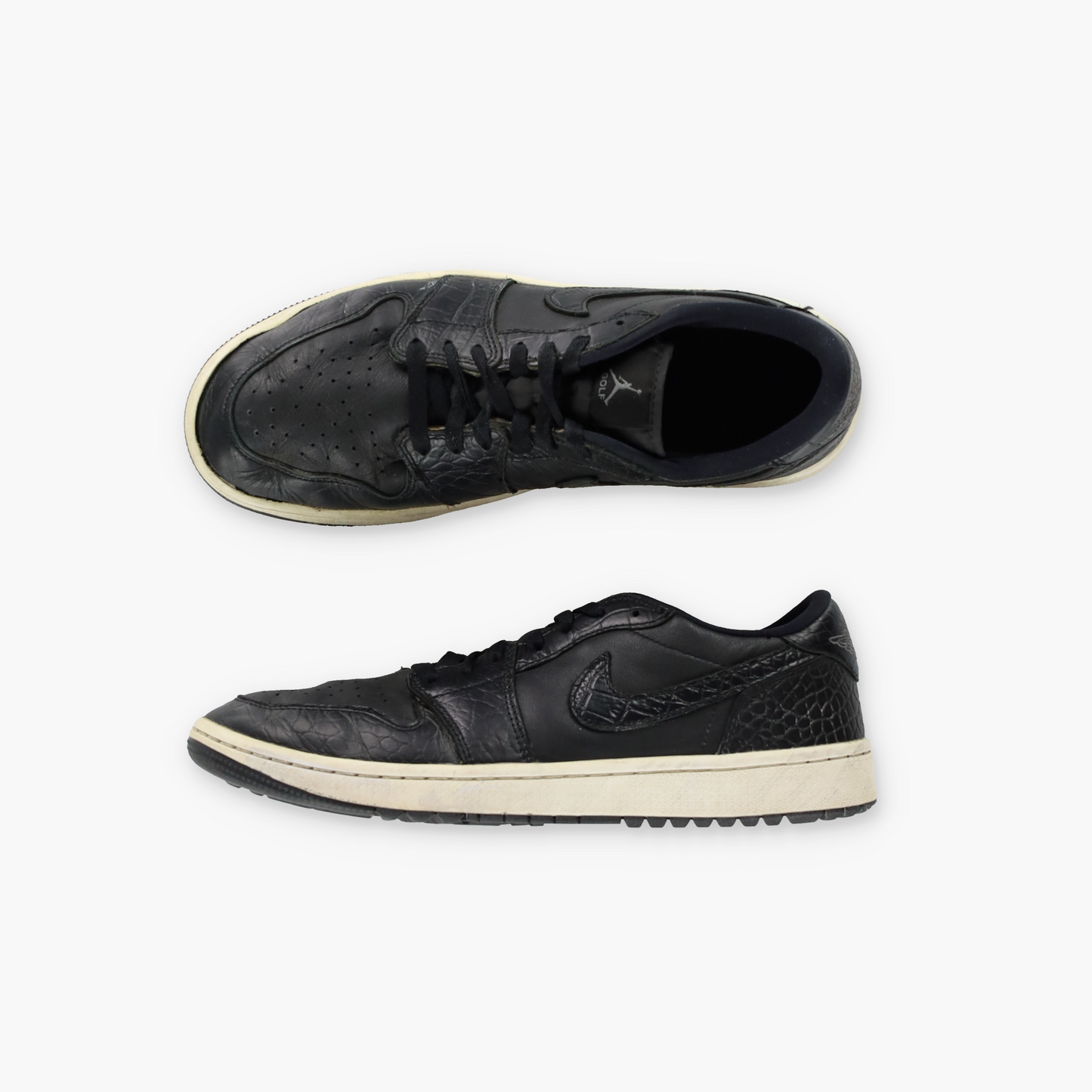 NIKE Air Jordan Golf Black Crocodile Low Sneakers (9.5)