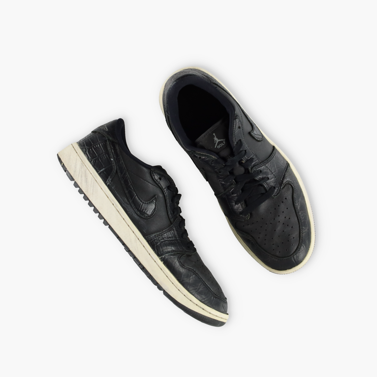 NIKE Air Jordan Golf Black Crocodile Low Sneakers (9.5)