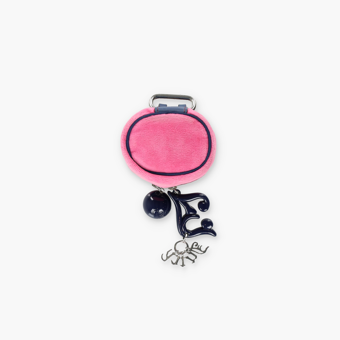 JUICY COUTURE Embroidered Pink & Navy Small Velour Jewellery Box Charm Pouch