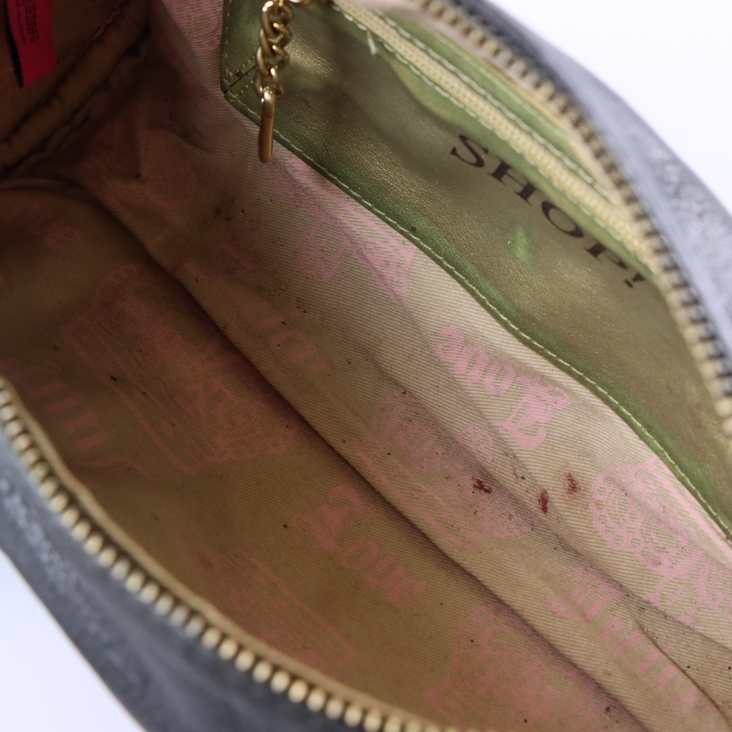 JUICY COUTURE Gold Charm Embellished Black Leather Barrel Bag