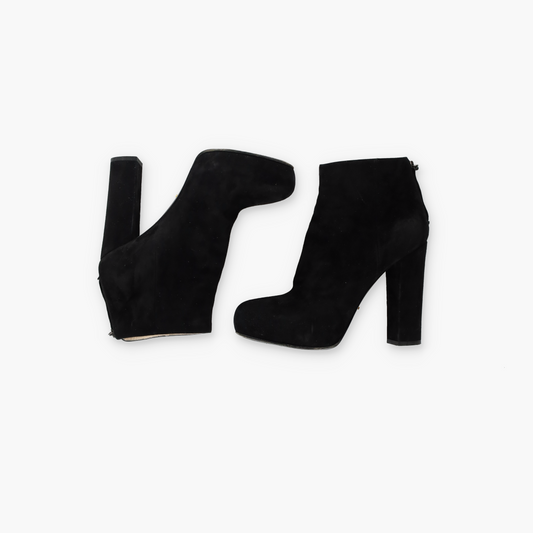 PRADA Black Suede Back-Zip Ankle Bootie Block Heels (8)
