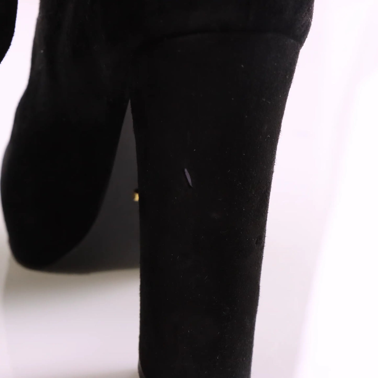 PRADA Black Suede Back-Zip Ankle Bootie Block Heels (8) Vintage Sole Melbourne