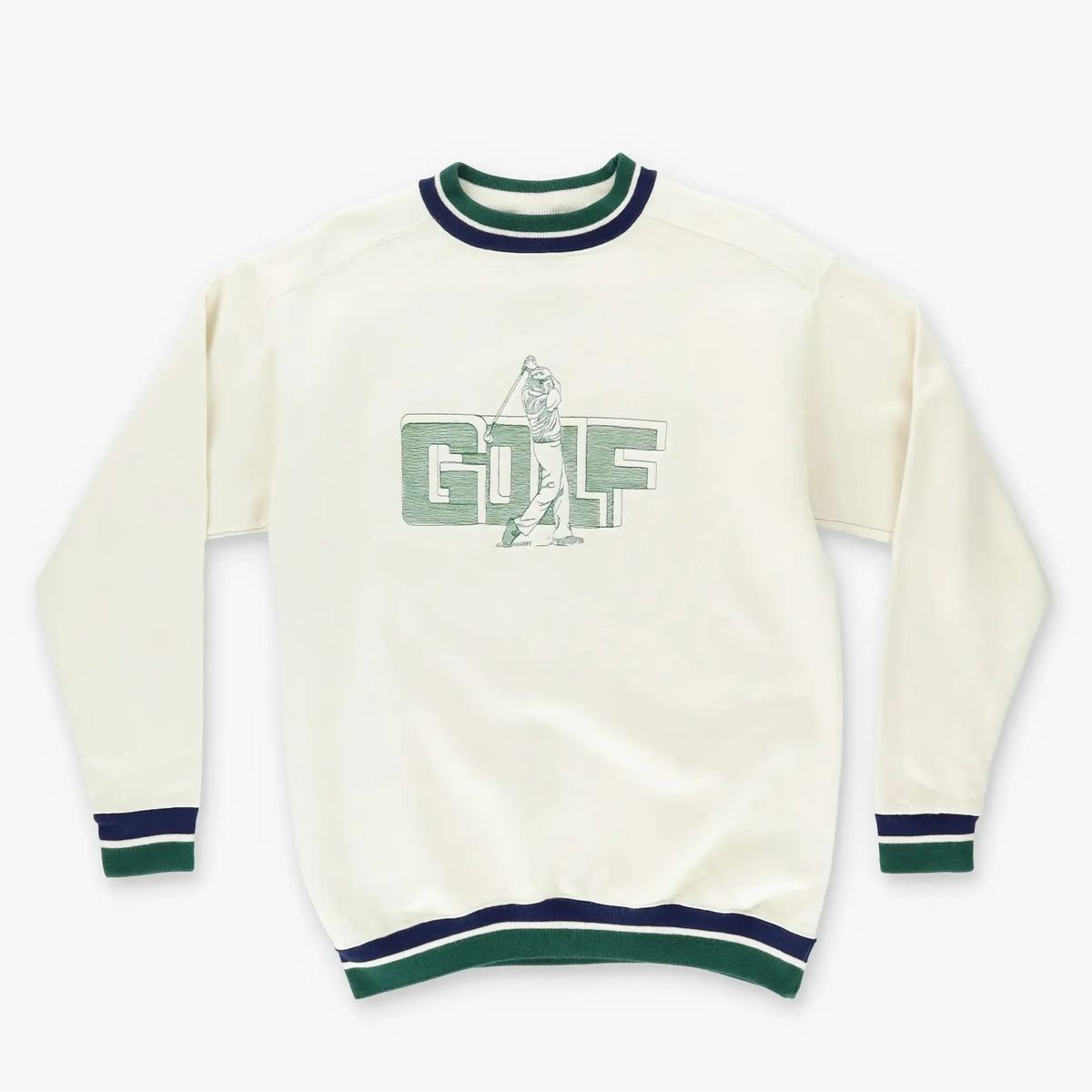 LA LOVING Golf Embroidered Cream & Green 'USA Made' Sweatshirt (M) Vintage Sole Melbourne