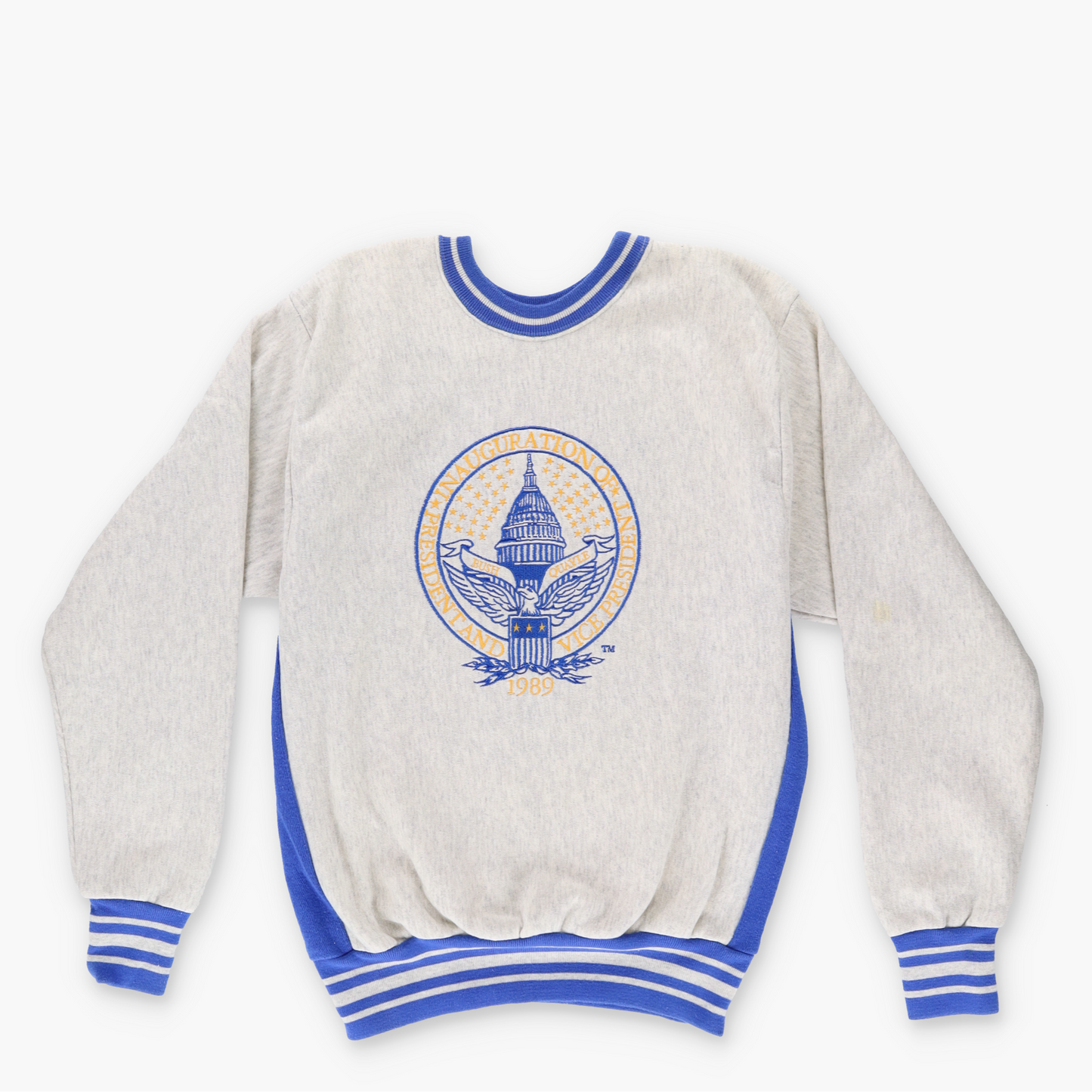 1989 USA Presidential Inauguration Bush & Quayle Embroidered Grey Sweatshirt (L)