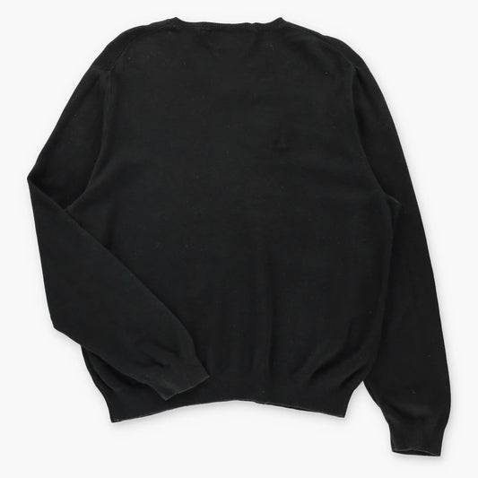 RALPH LAUREN POLO Light Blue Embroidered Pony Logo Black V-Neck Sweater (XL)