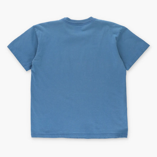 NIKE Blue Swoosh Spell Out Logo USA Made T-Shirt (Women's S-M)