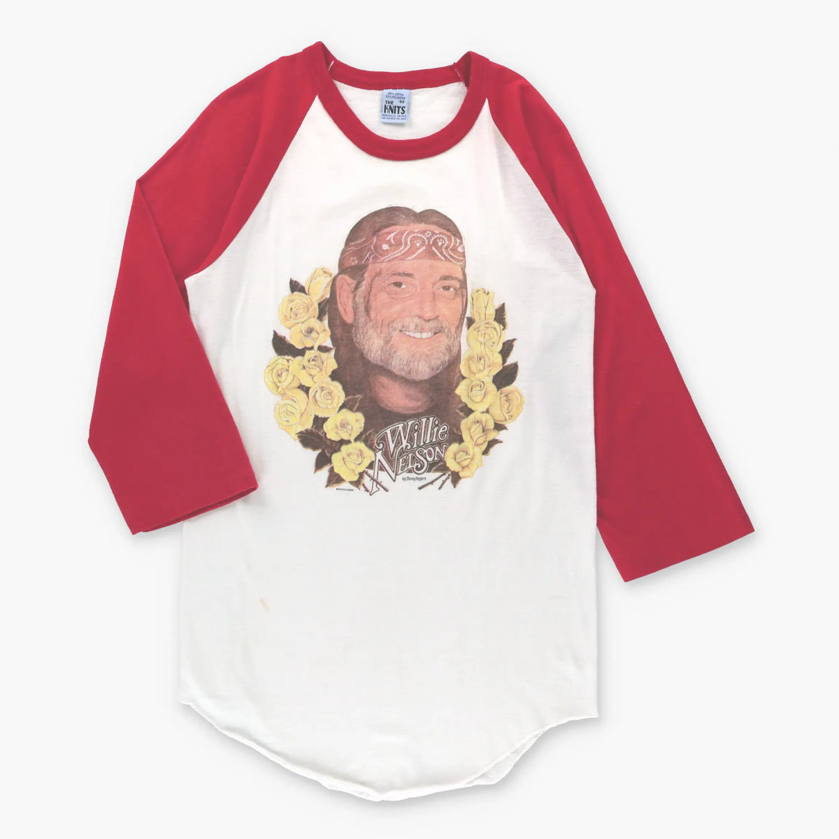 Willie Nelson USA Made Red & White 3/4 Sleeve Raglan Tee (XS) ***COCO Vintage Sole Melbourne