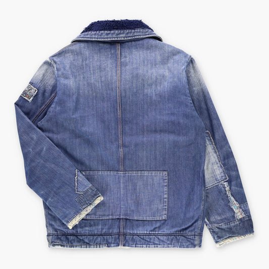 DIESEL Fleece Lined Distressed Patch Denim Jacket Moroccan Made (M) Vintage Sole Melbourne