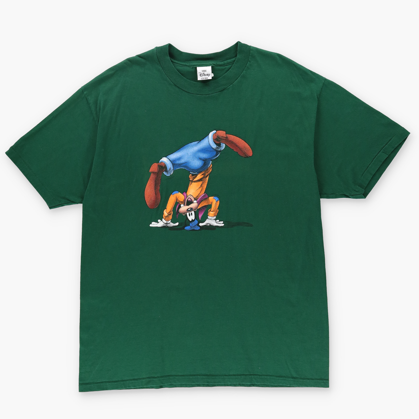 DISNEY Goofy Cartoon Cartwheel Handstand USA Made Green Tee (XL)