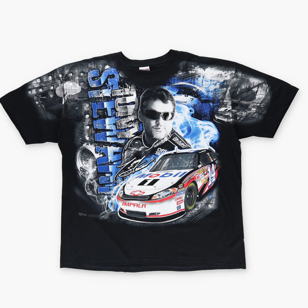 TONY STEWART NASCAR Racing All Over Print Black Tee (XXXL) Vintage Sole Melbourne