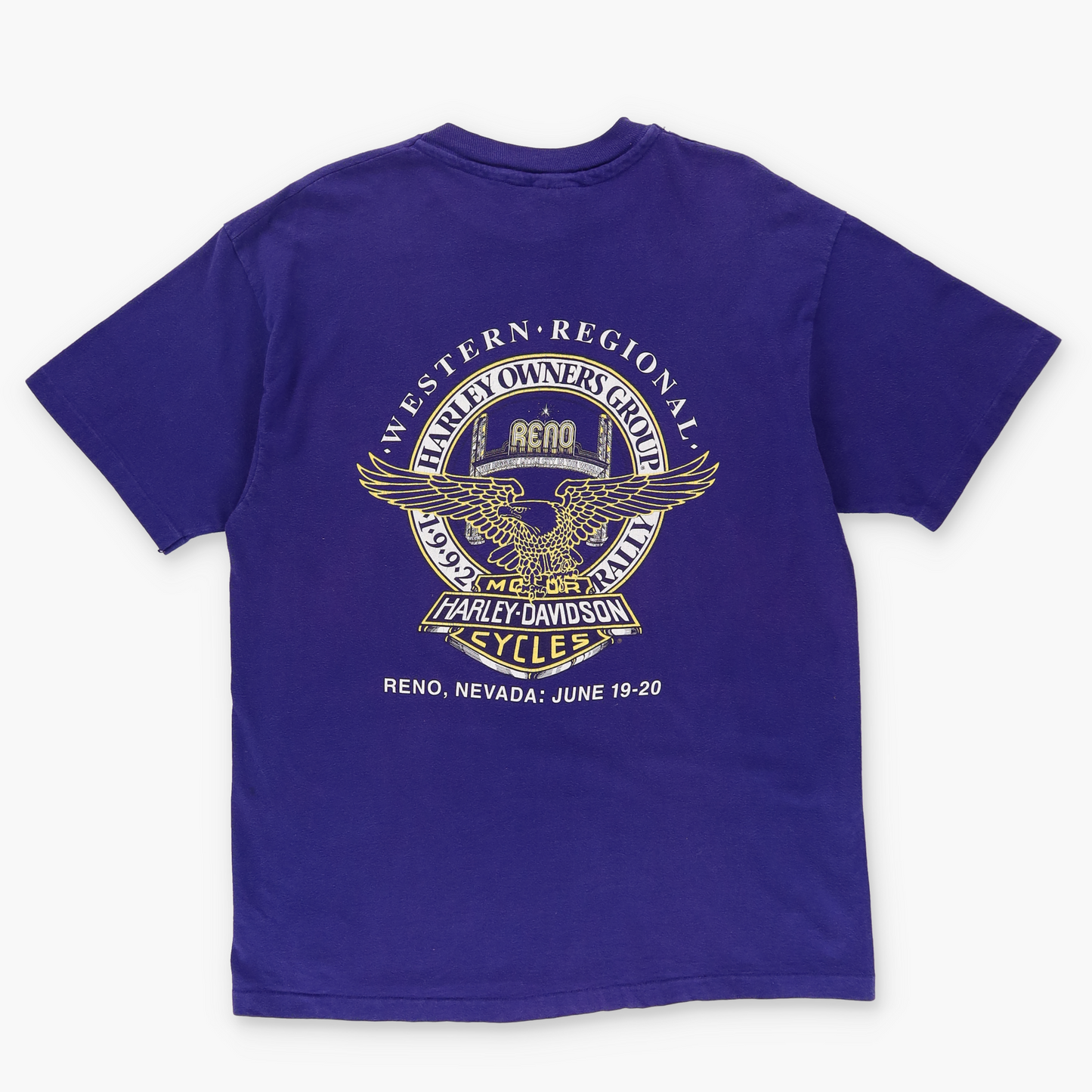 1992 HARLEY DAVIDSON Harley Owners Eagle Motorcycle Single Stitch Purple Tee (L)